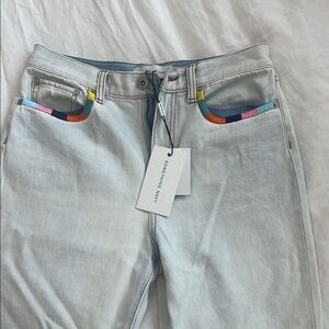 Something Navy Colorful Pocket embroidered Light Blue Jeans